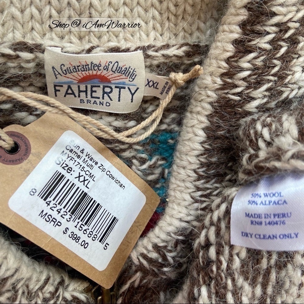Faherty NWT Peruvian handknit sun & wave cardigan {PRICE FIRM} *shop@iamwarrior - Picture 11 of 12